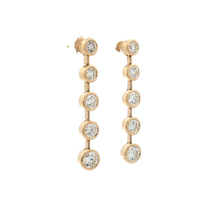 3.07 Diamond Drop Earrings in 18k Yellow Gold