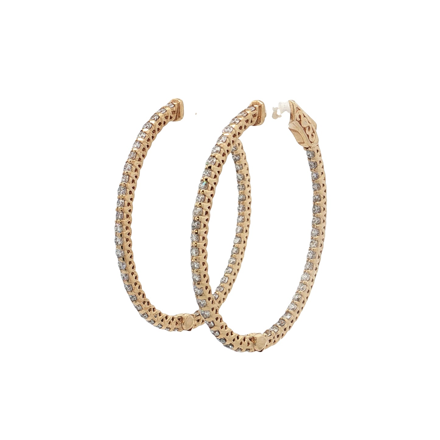 1.43 Diamond Inside-Out Oval Hoop Earrings 14k