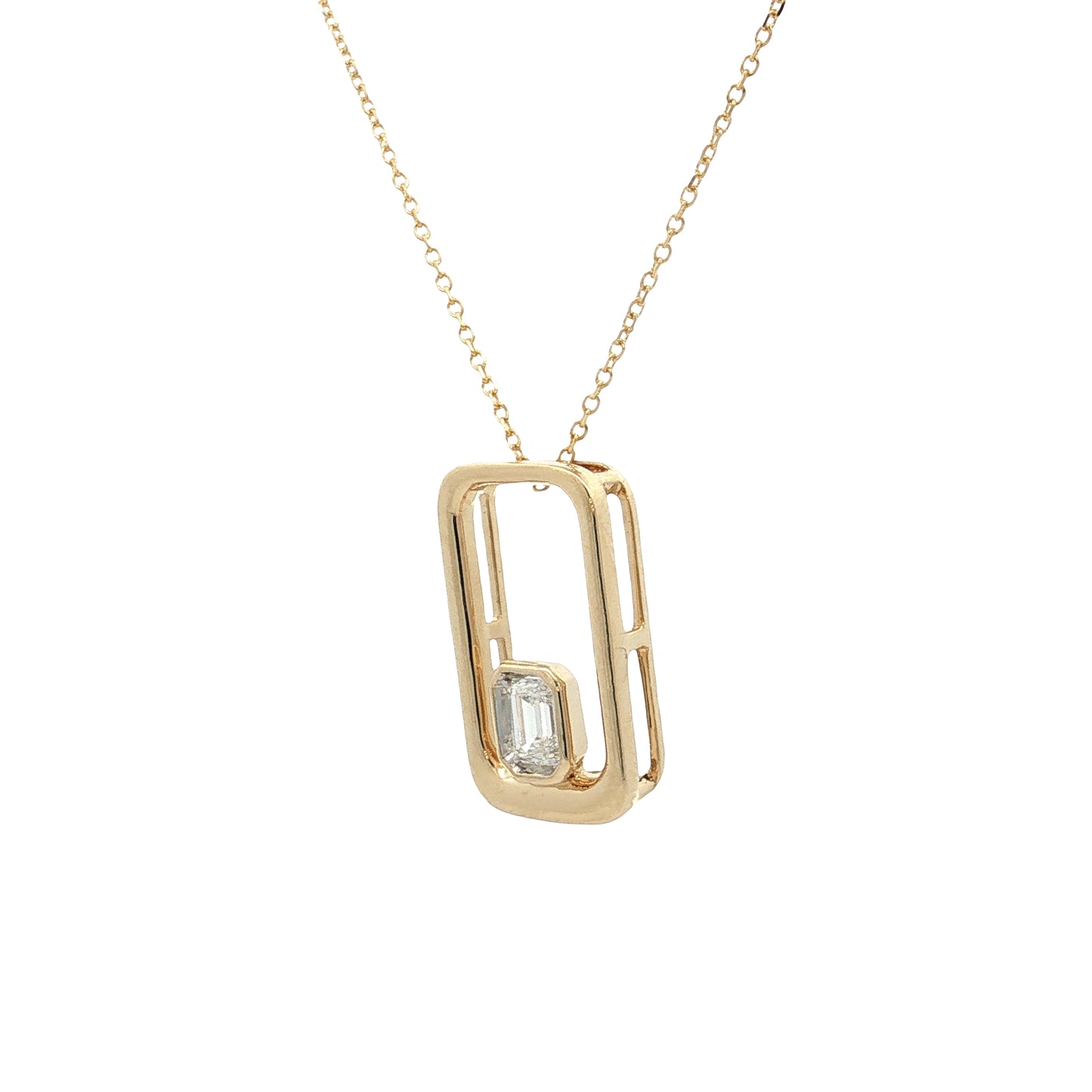 .31 Emerald Cut Diamond Pendant Necklace 14k