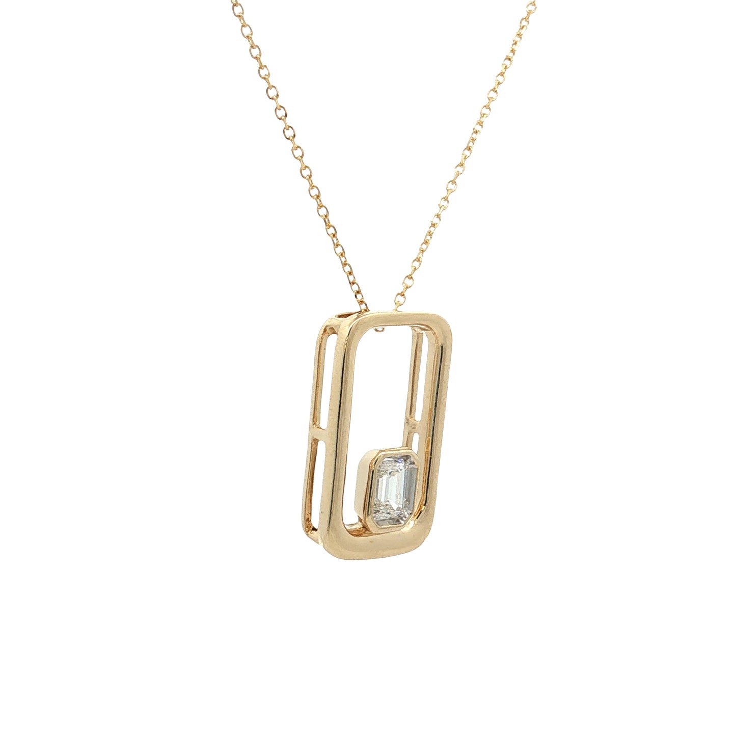 .31 Emerald Cut Diamond Pendant Necklace 14k