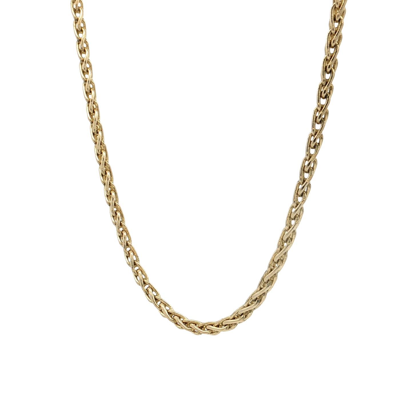 18" Textured Wheat Chain Necklace 14k Yellow Gold