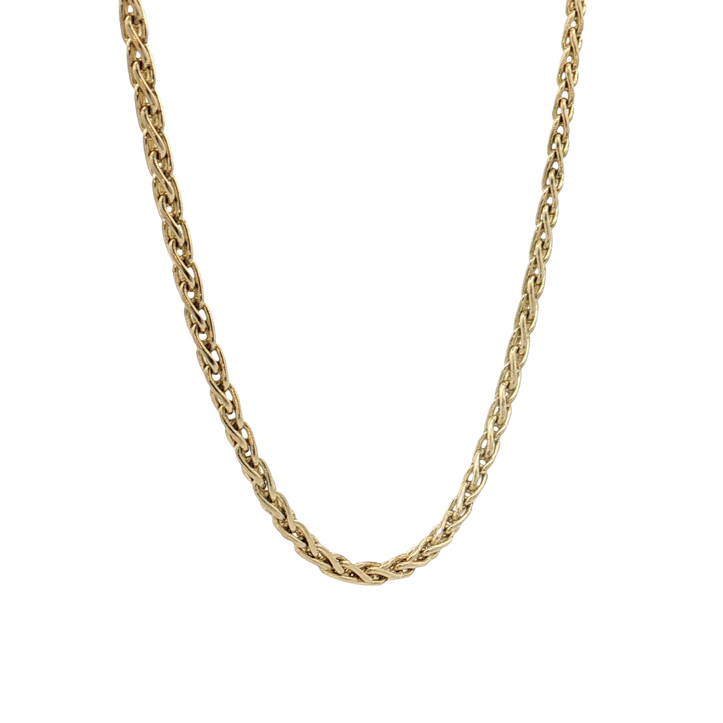 18" Textured Wheat Chain Necklace 14k Yellow Gold