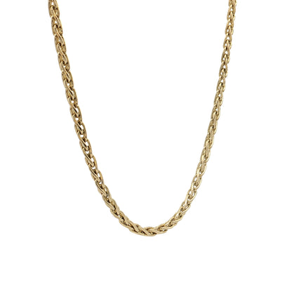 18" Textured Wheat Chain Necklace 14k Yellow Gold