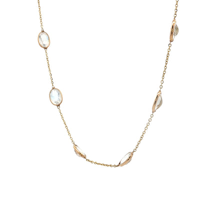 5.95 Oval Cut Moonstone Necklace 14k Yellow Gold