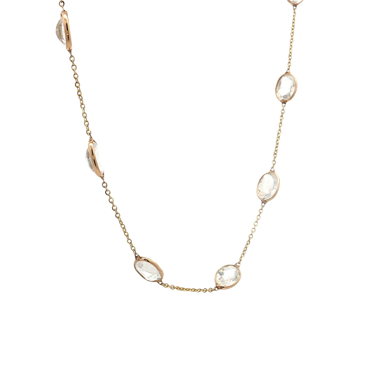 5.95 Oval Cut Moonstone Necklace 14k Yellow Gold