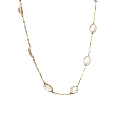 5.95 Oval Cut Moonstone Necklace 14k Yellow Gold