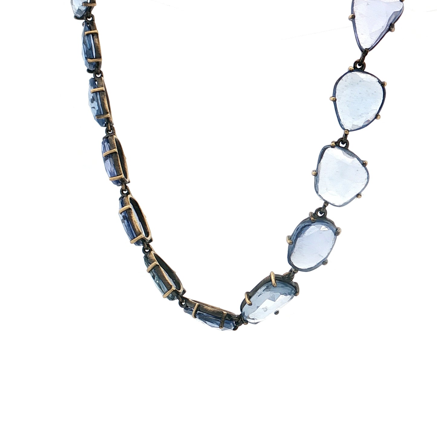 65 Carat Rose Cut Blue Sapphire Necklace 18k Yellow Gold