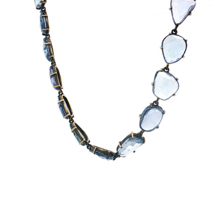 65 Carat Rose Cut Blue Sapphire Necklace 18k Yellow Gold