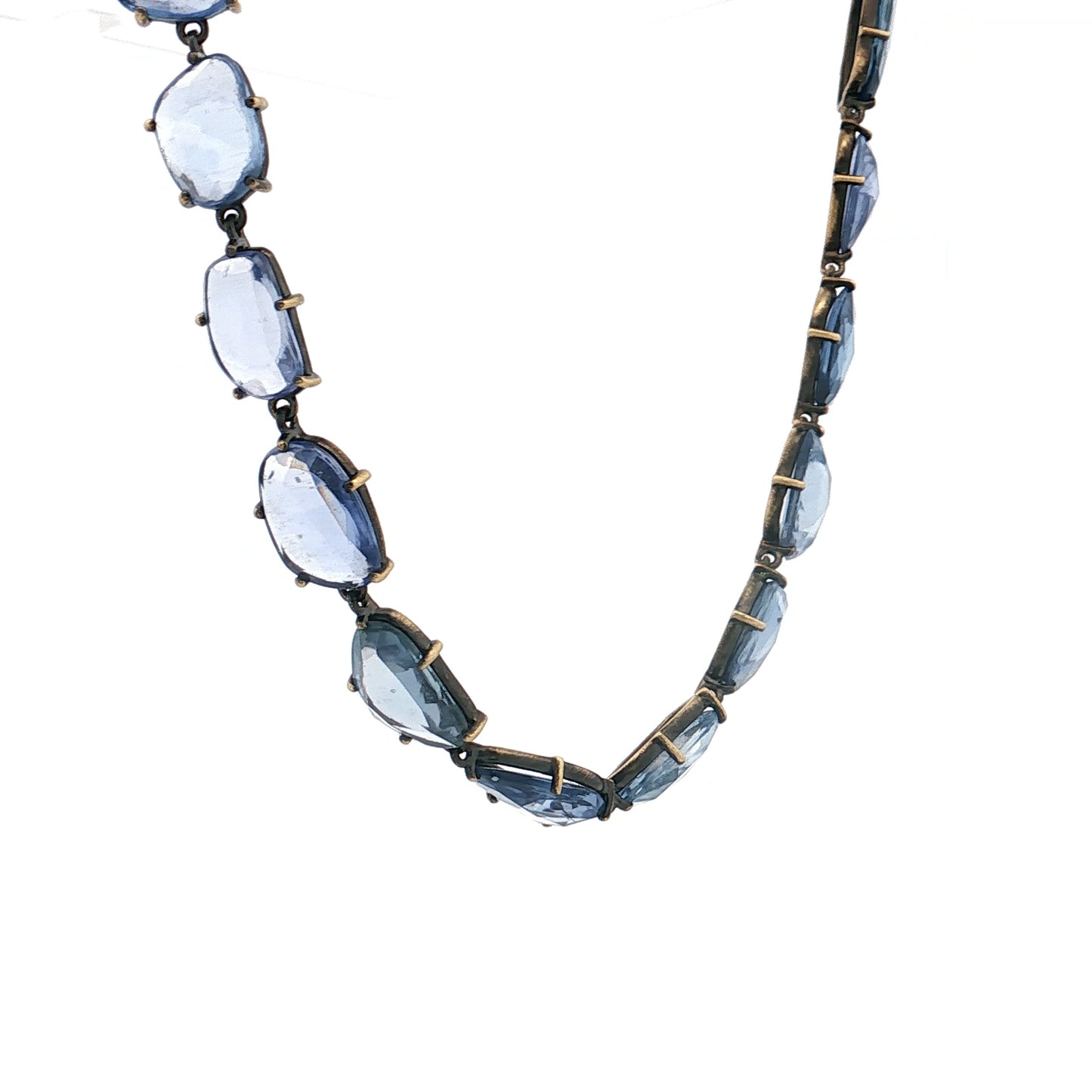 65 Carat Rose Cut Blue Sapphire Necklace 18k Yellow Gold