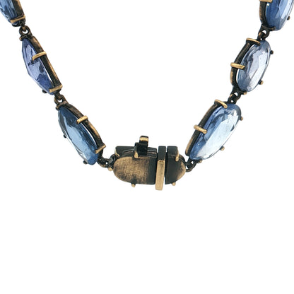 65 Carat Rose Cut Blue Sapphire Necklace 18k Yellow Gold
