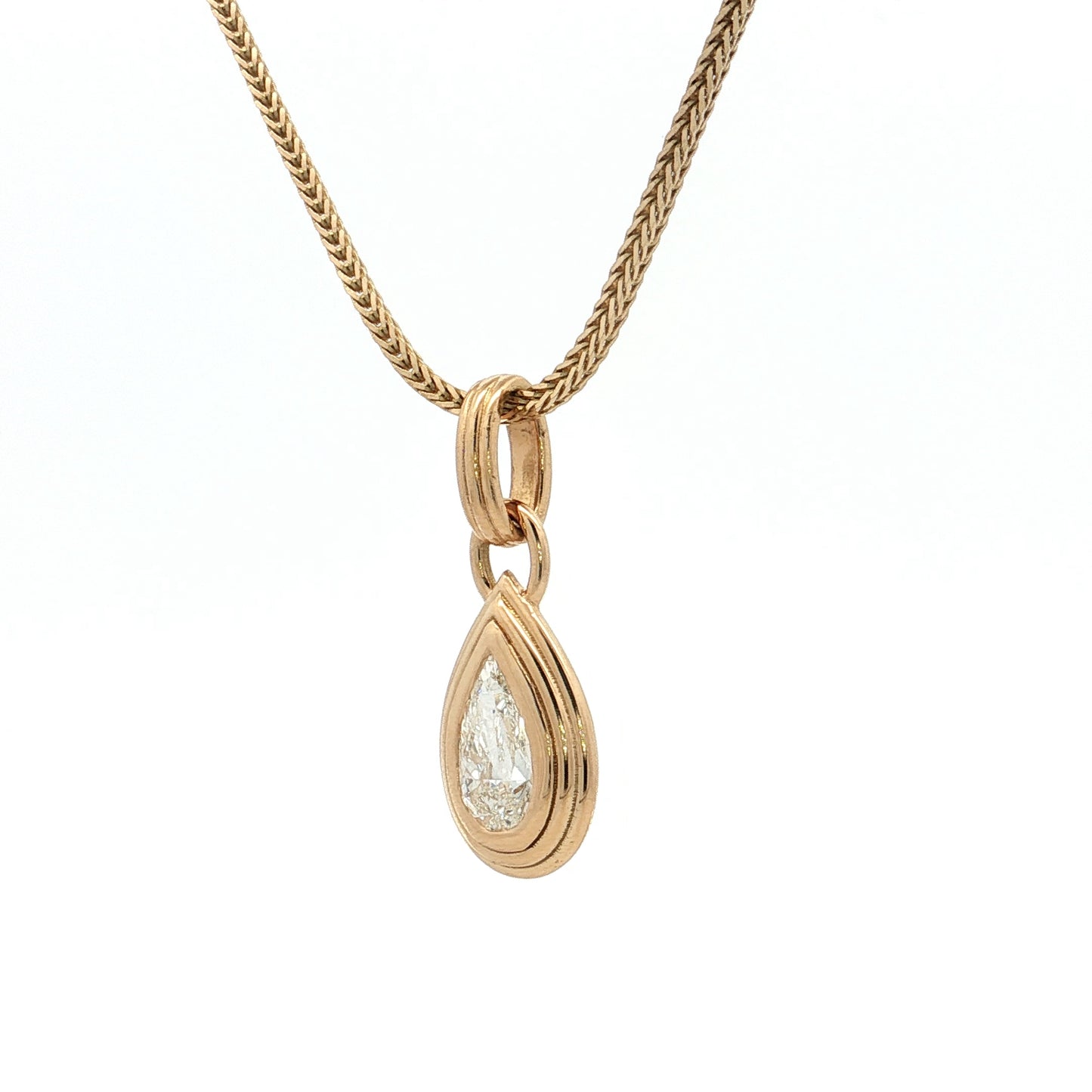 1 Carat GIA Pear Diamond Pendant Necklace 18k