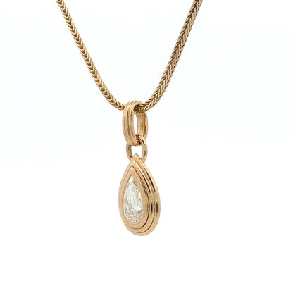 1 Carat GIA Pear Diamond Pendant Necklace 18k