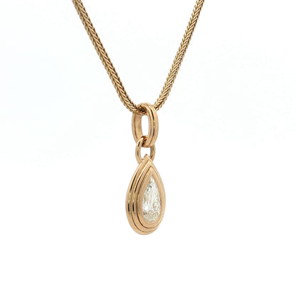 1 Carat GIA Pear Diamond Pendant Necklace 18k