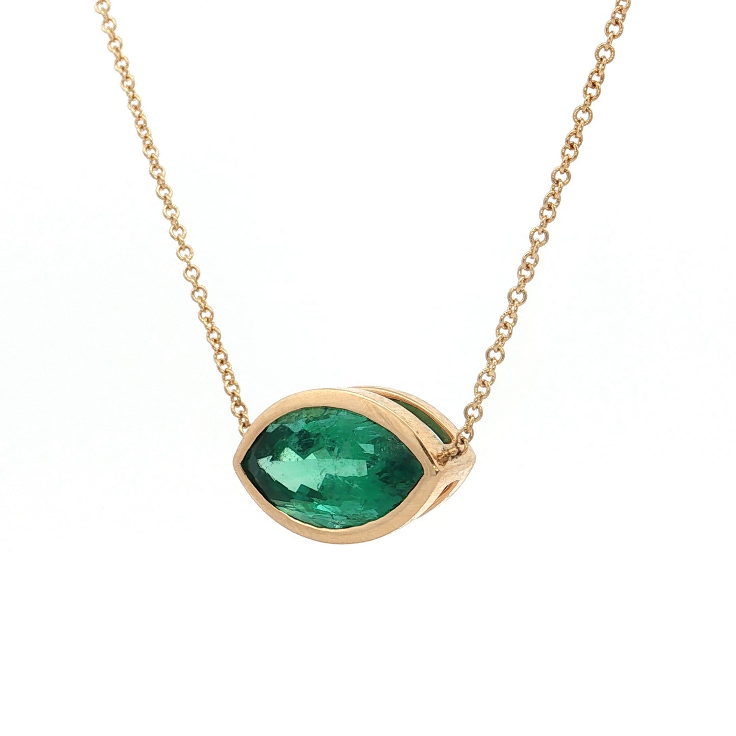 4.46 Marquise Emerald Pendant Necklace 18k