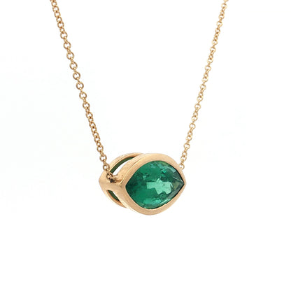 4.46 Marquise Emerald Pendant Necklace 18k