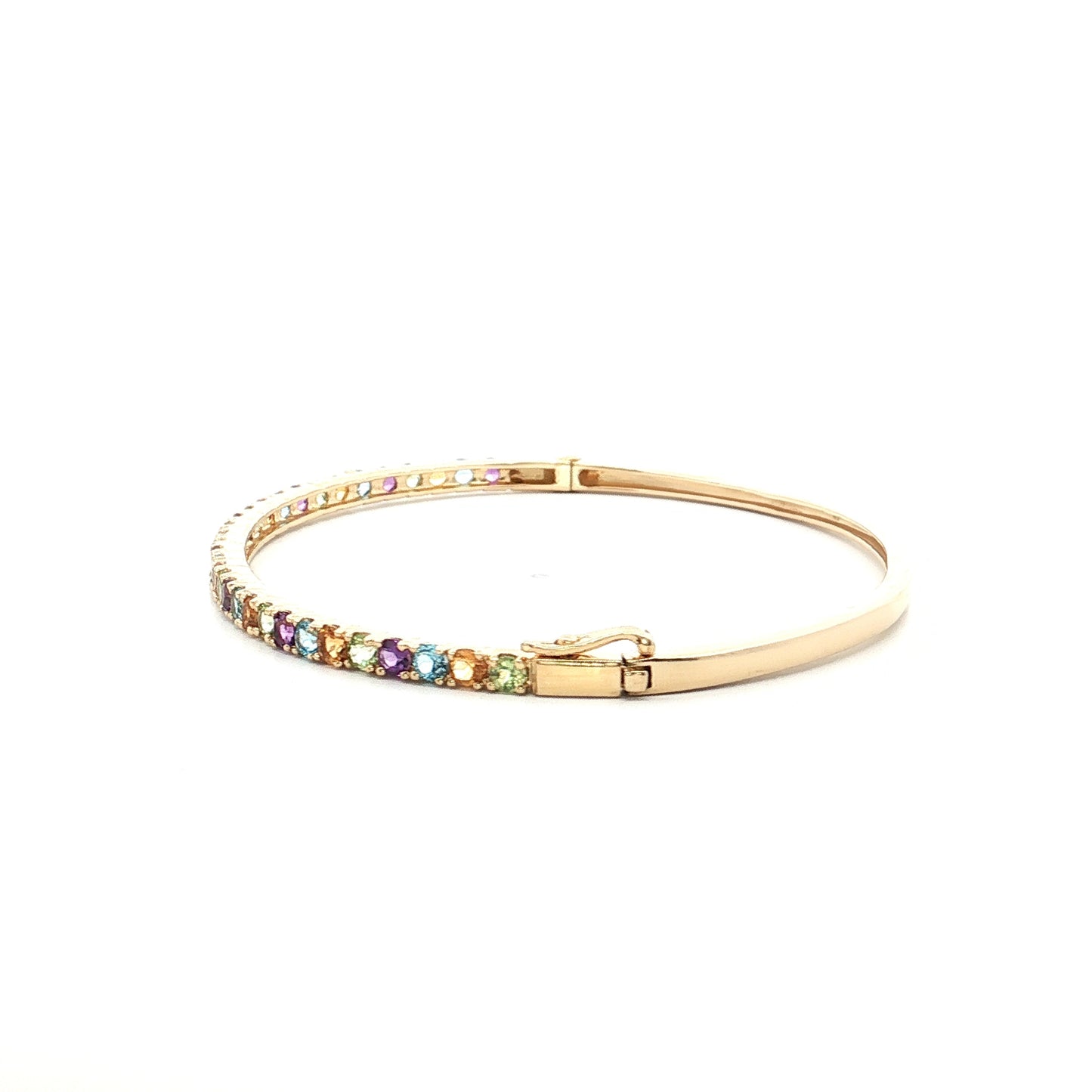 1.92 Mixed Gemstone Bangle Bracelet 14k Yellow Gold