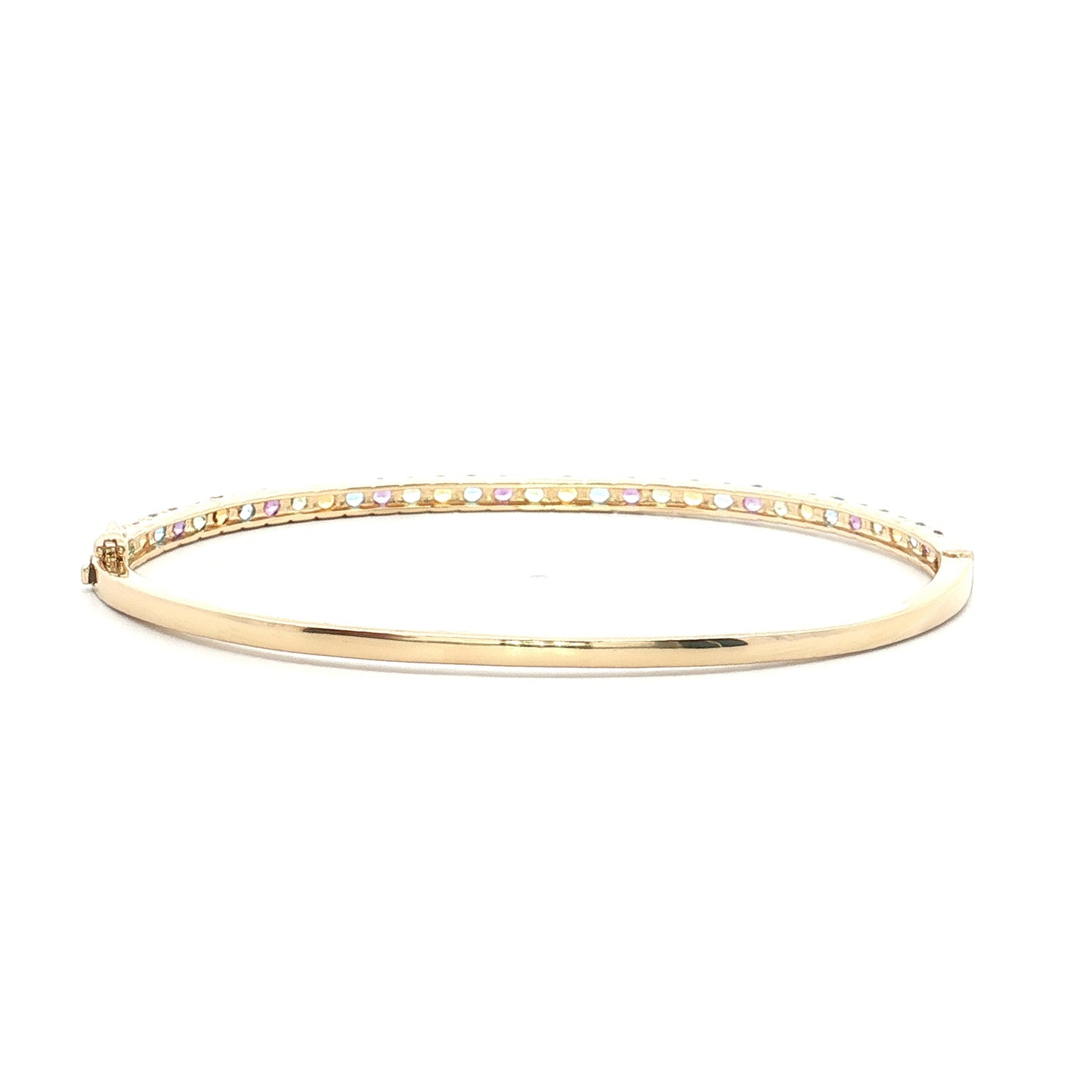 1.92 Mixed Gemstone Bangle Bracelet 14k Yellow Gold