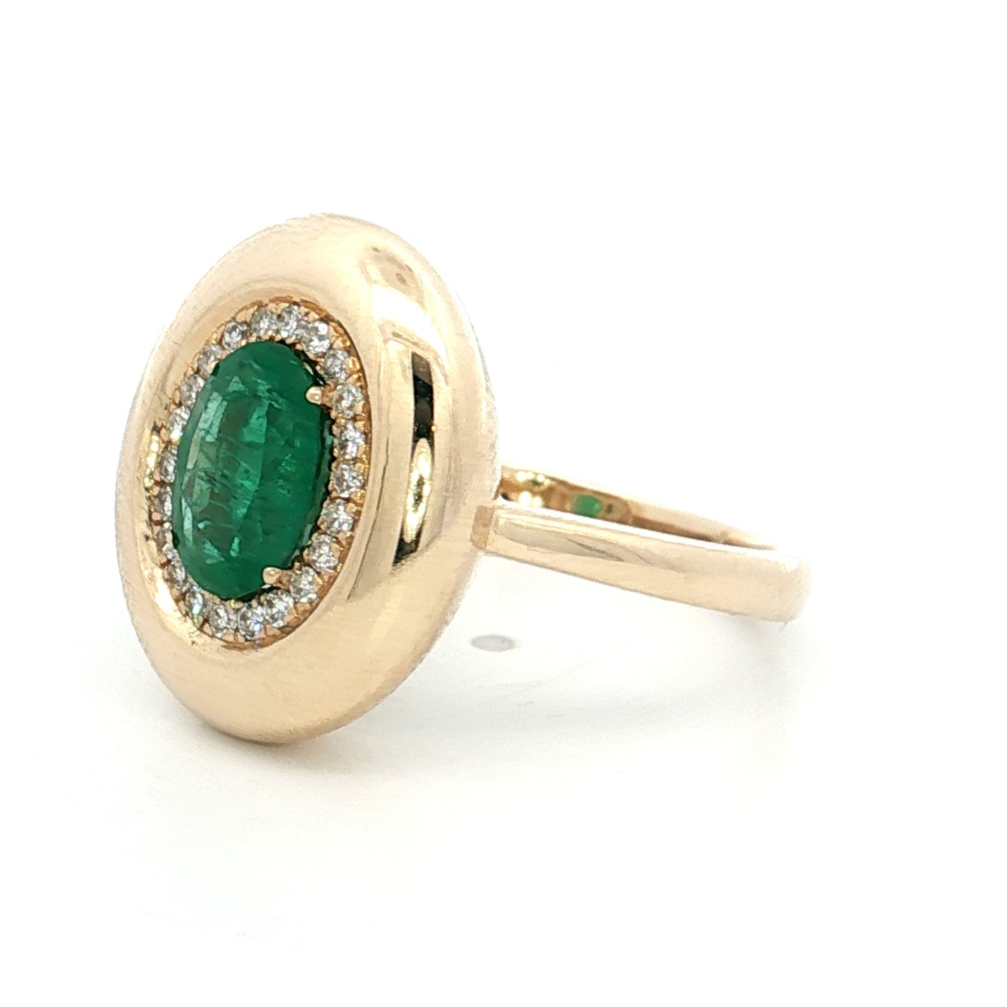 1.06 Oval Emerald & Diamond Cocktail Ring 14k