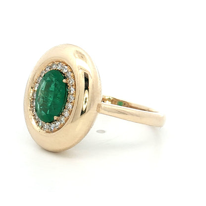 1.06 Oval Emerald & Diamond Cocktail Ring 14k