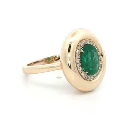 1.06 Oval Emerald & Diamond Cocktail Ring 14k
