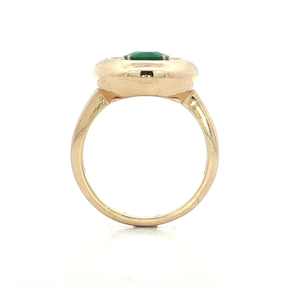 1.06 Oval Emerald & Diamond Cocktail Ring 14k