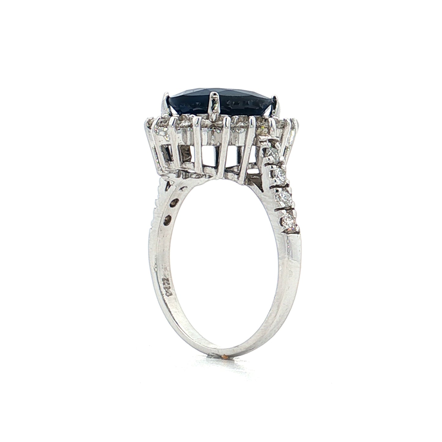 4.80 Oval Sapphire Halo Cocktail Ring 14k White Gold