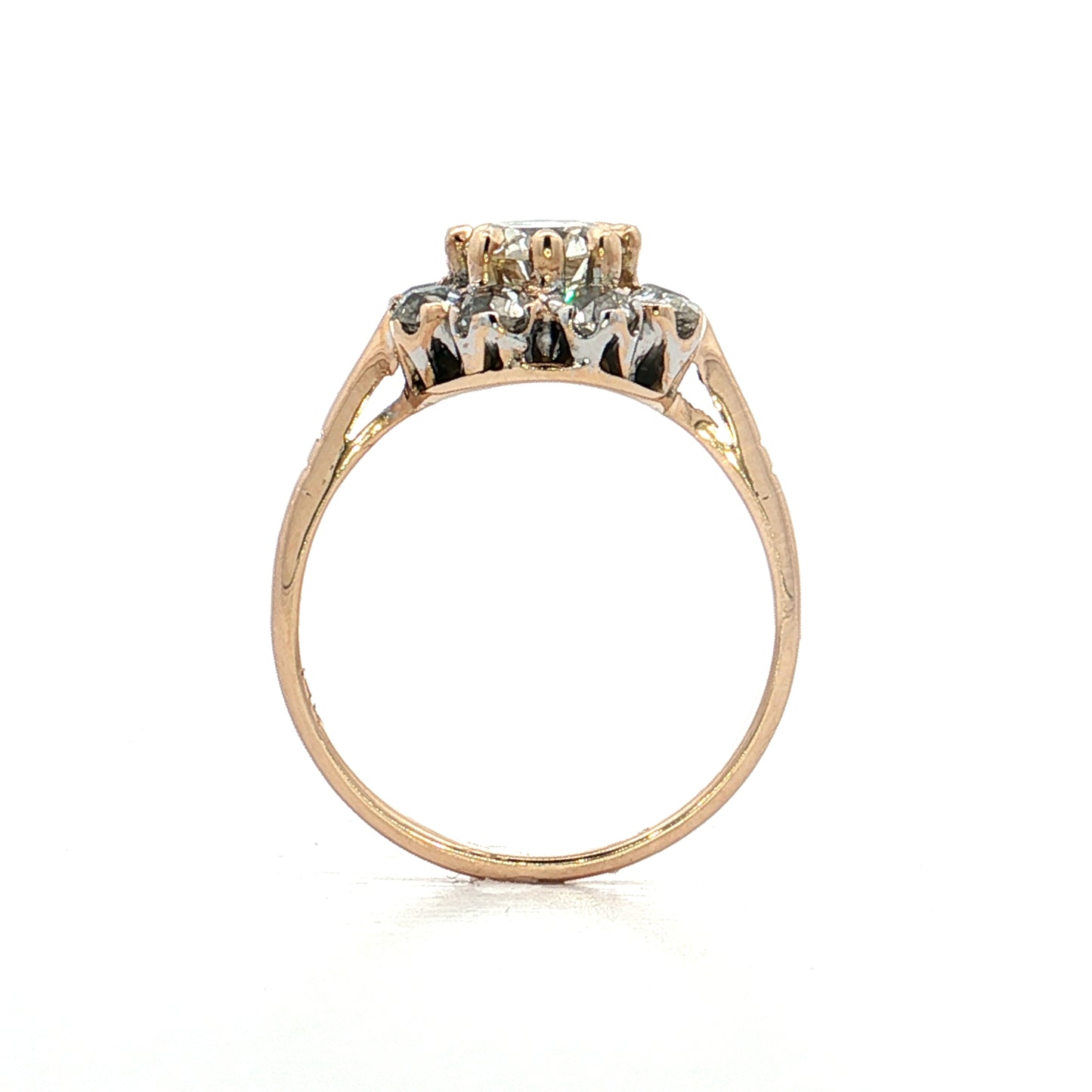 .75 Vintage Victorian Diamond Cluster Engagement Ring 14k