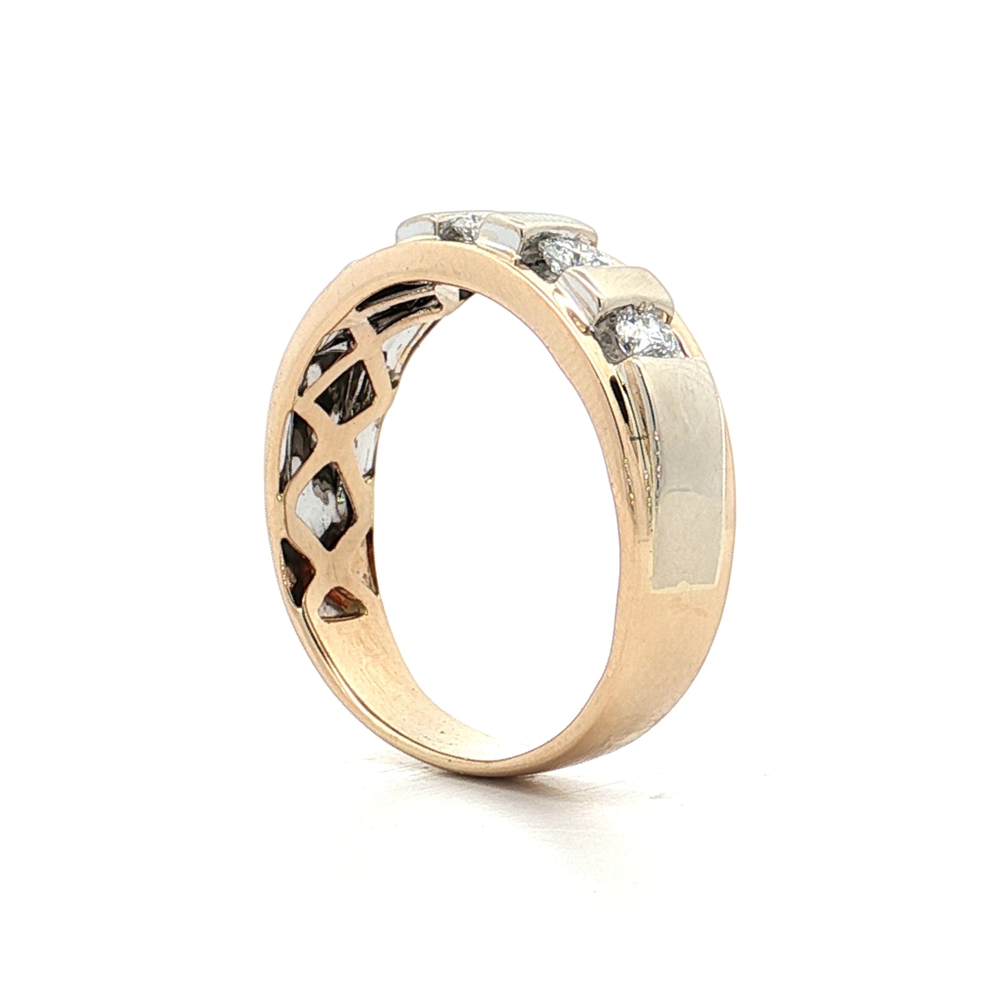 .71 Mens 5 Stone Diamond Wedding Band 14k