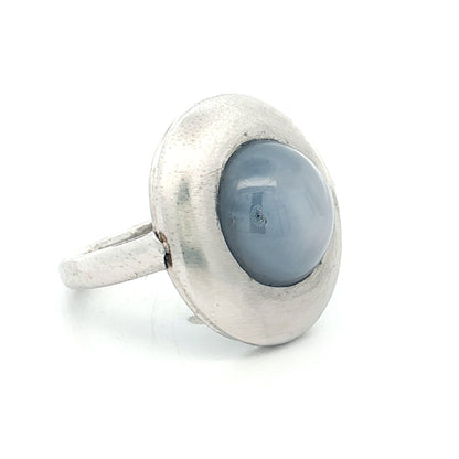 9.41 Cabochon Star Sapphire Cocktail Ring Platinum