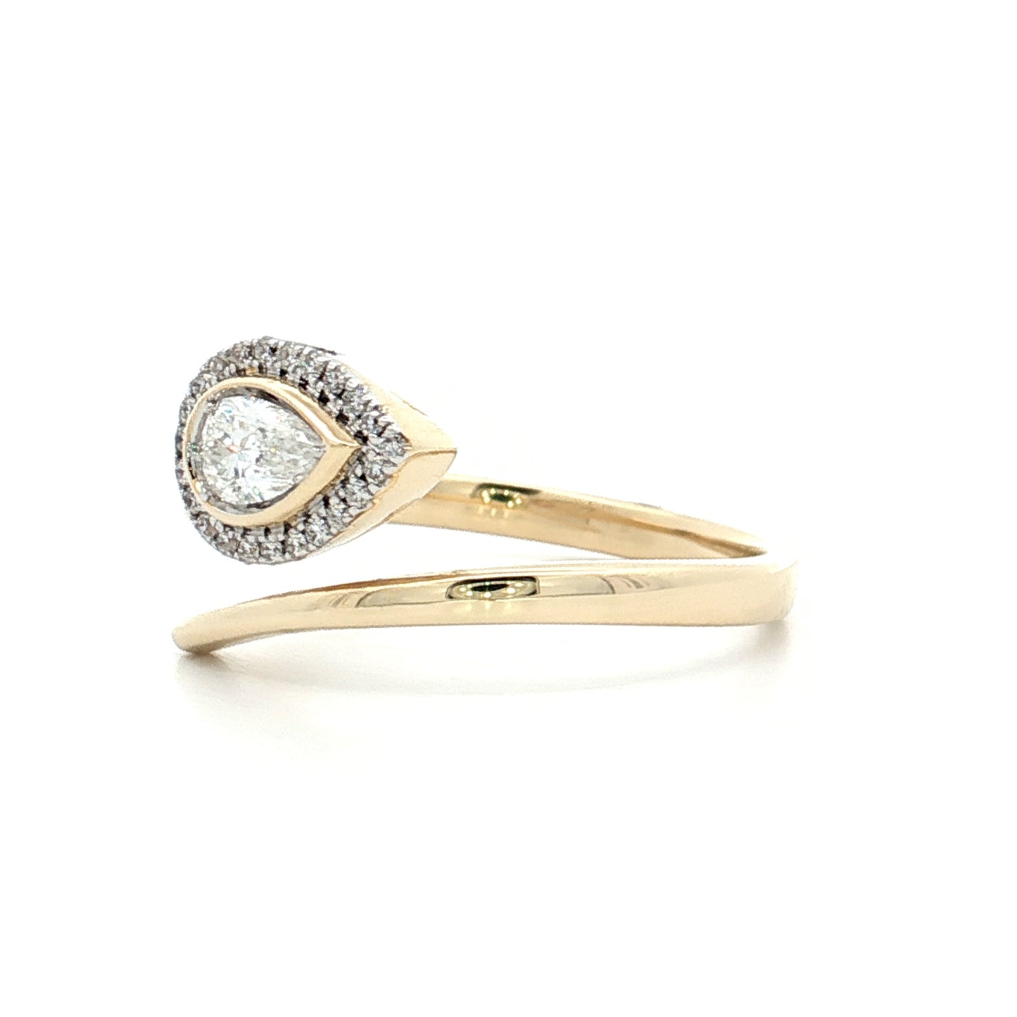 .25 Pear Diamond Cocktail Snake Ring 14k Yellow Gold