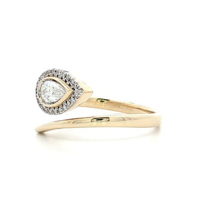 .25 Pear Diamond Cocktail Snake Ring 14k Yellow Gold