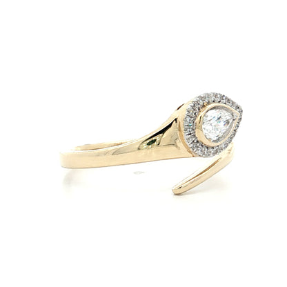 .25 Pear Diamond Cocktail Snake Ring 14k Yellow Gold
