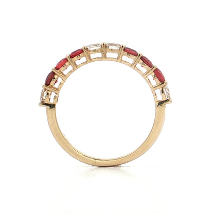 Diamond & Orange Sapphire Stacking Band 14k