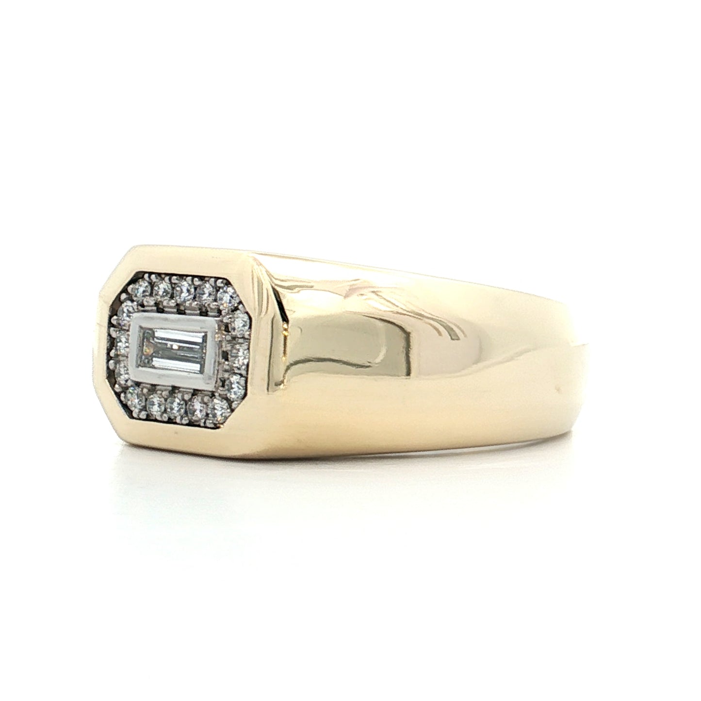 .25 Mens Diamond Cocktail Ring 14k Yellow Gold/Platinum