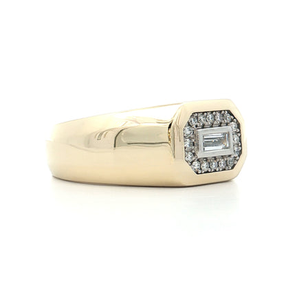.25 Mens Diamond Cocktail Ring 14k Yellow Gold/Platinum