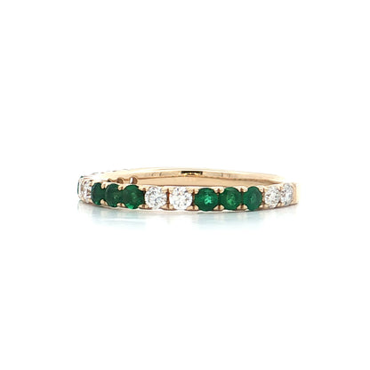 .28 French Set Diamond & Emerald Stacking Ring 14k
