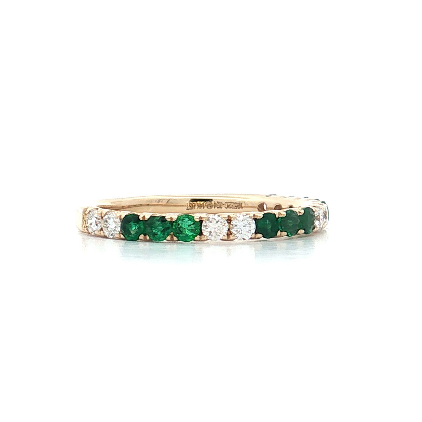 .28 French Set Diamond & Emerald Stacking Ring 14k