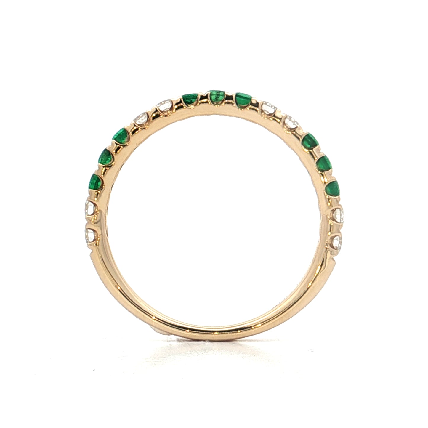 .28 French Set Diamond & Emerald Stacking Ring 14k