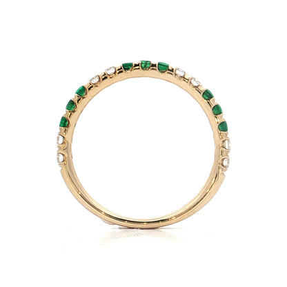 .28 French Set Diamond & Emerald Stacking Ring 14k