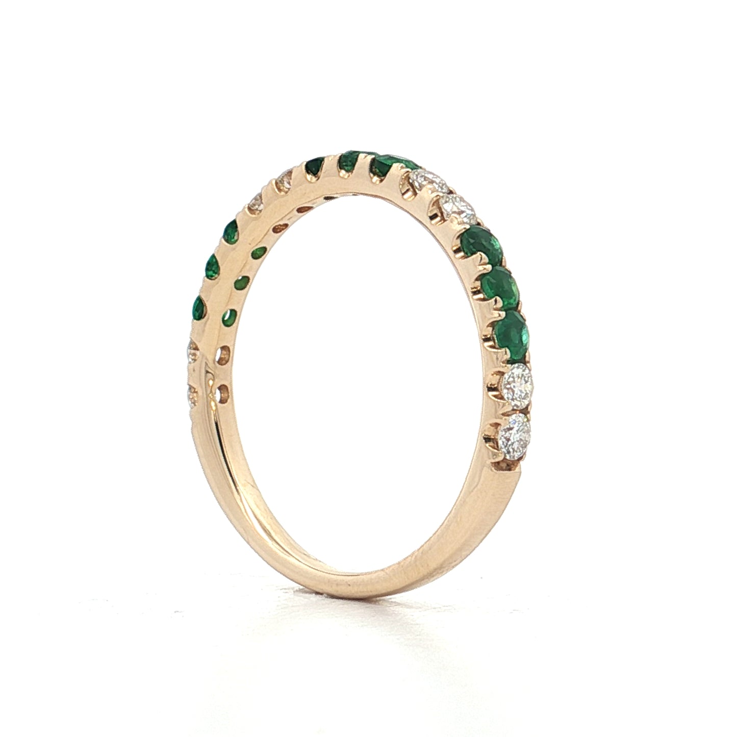 .28 French Set Diamond & Emerald Stacking Ring 14k