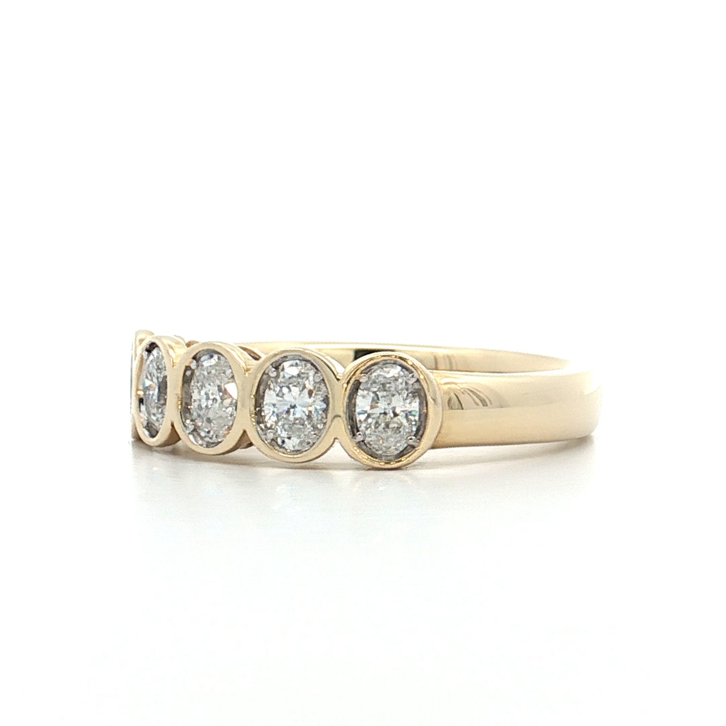 .70 Oval Diamond Wedding Band 14k Yellow Gold