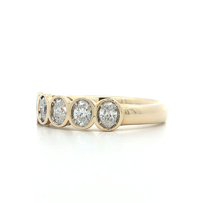 .70 Oval Diamond Wedding Band 14k Yellow Gold