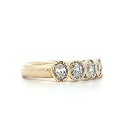 .70 Oval Diamond Wedding Band 14k Yellow Gold