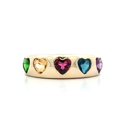 1.40 Heart Shaped Multi-Gemstone Ring in 14k
