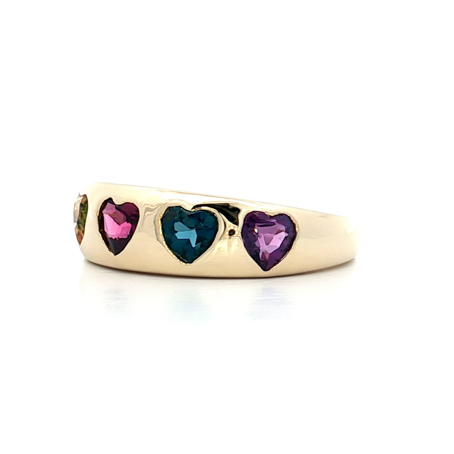 1.40 Heart Shaped Multi-Gemstone Ring in 14k