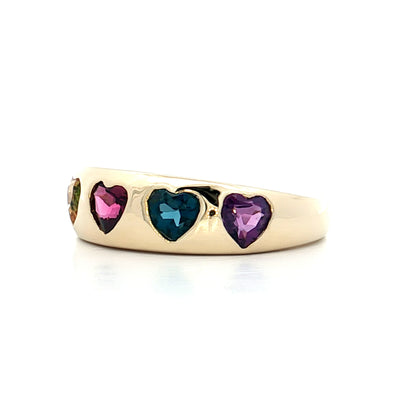 1.40 Heart Shaped Multi-Gemstone Ring in 14k