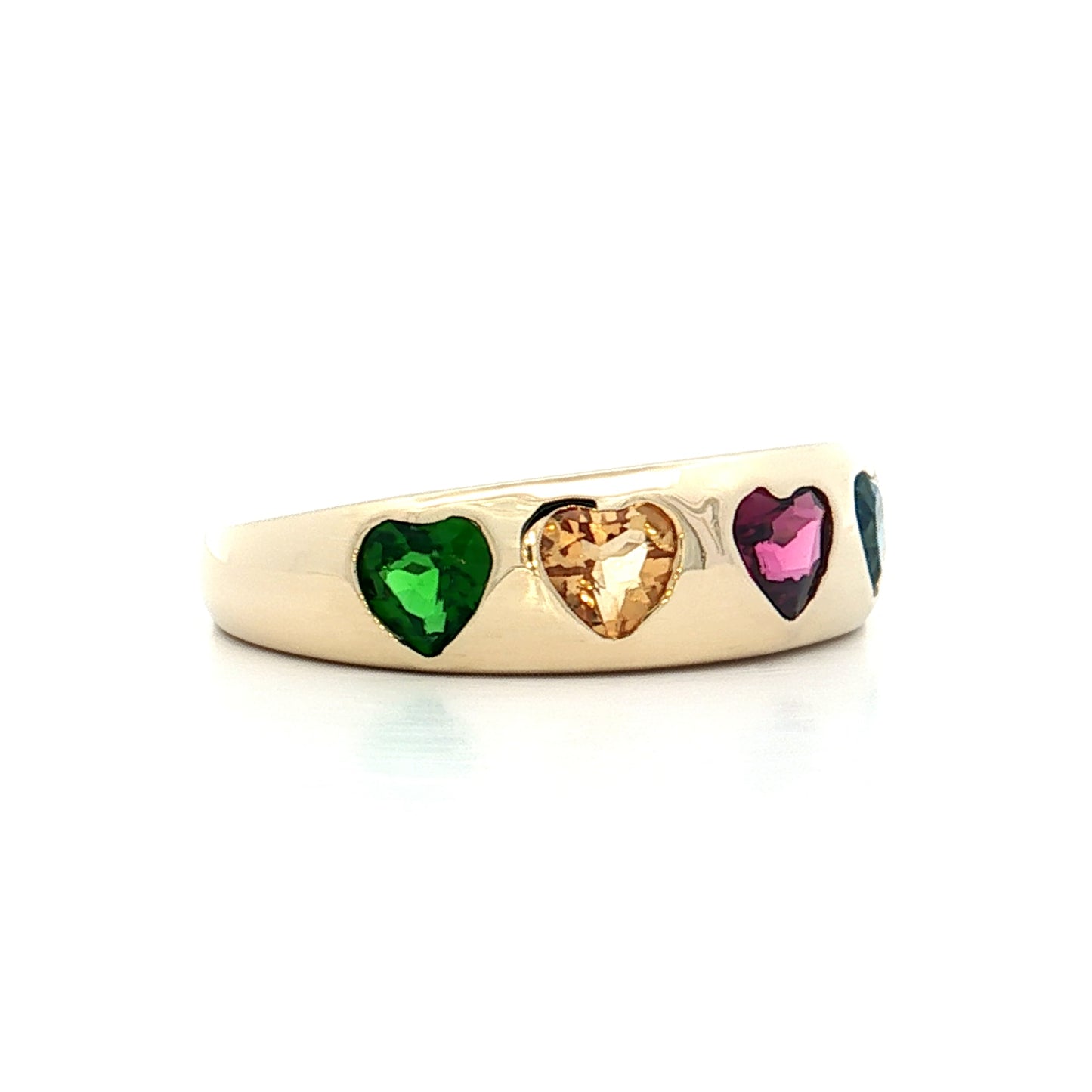 1.40 Heart Shaped Multi-Gemstone Ring in 14k