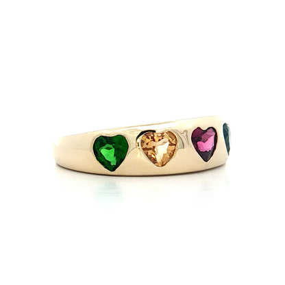 1.40 Heart Shaped Multi-Gemstone Ring in 14k