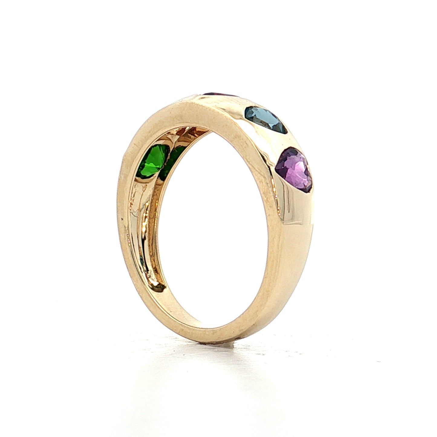 1.40 Heart Shaped Multi-Gemstone Ring in 14k