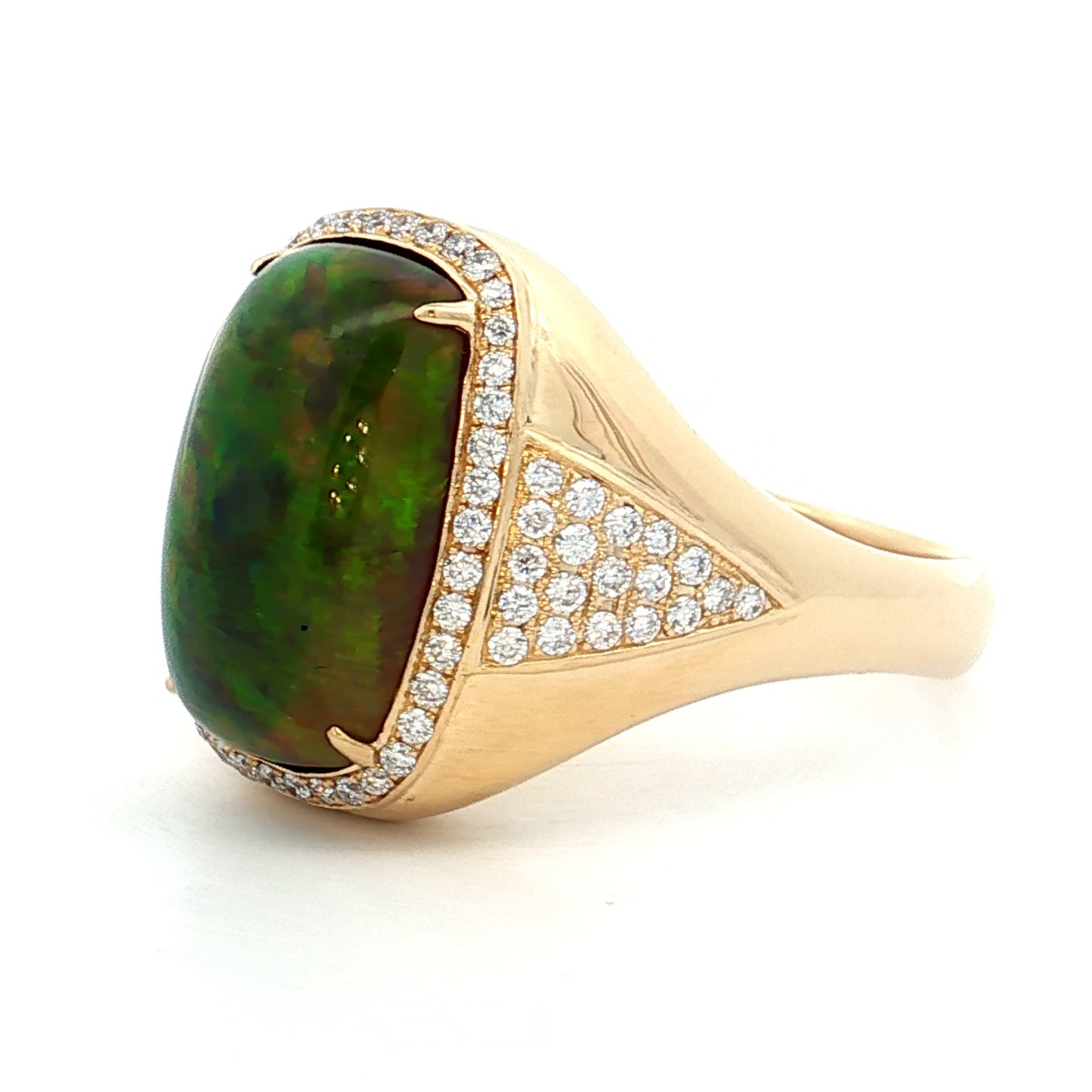 7.18 Mens Cabochon Ethiopian Jelly Opal Ring 18k